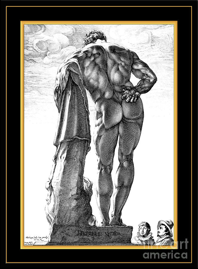 Het Beeld van Hercules Farnese, Op de Rug Gezien by Hendrick Goltzius Fine Art Xzendor7 Reproduction Drawing by Rolando Burbon