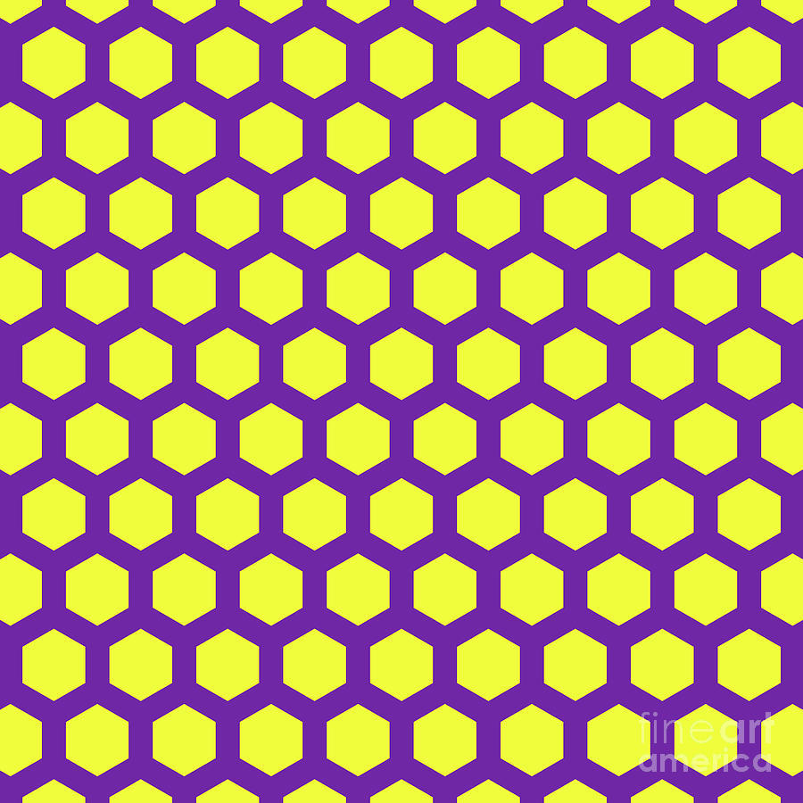 Hexagon Honeycomb Japanese Kikko Pattern In Sunny Yellow And Iris Purple N.2557 Painting