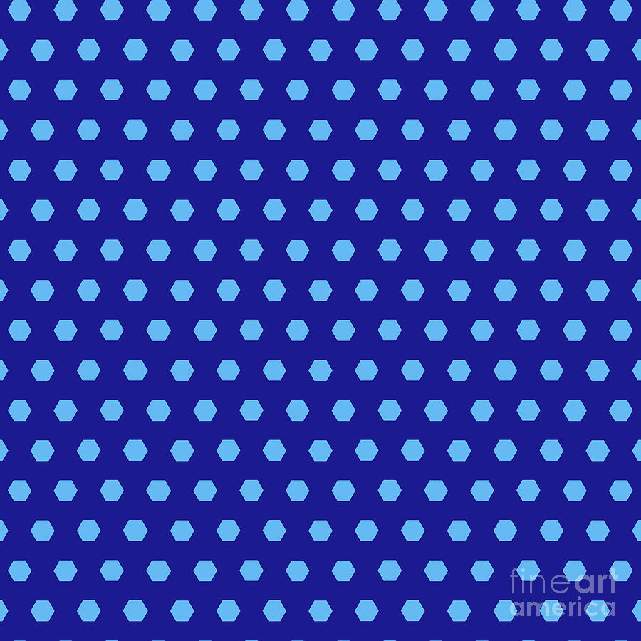 Hexagon Honeycomb Kikko Dot Pattern In Summer Sky And Ultramarine Blue N.2536 Painting