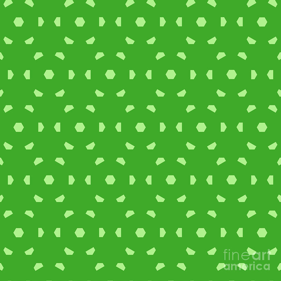 Hexagon Pentagon Isometric Array Pattern in Light Apple And Grass Green n.2658 Painting by Holy Rock Design