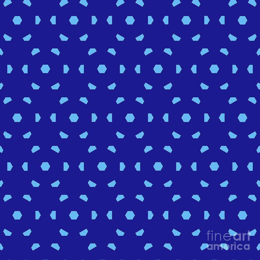 Hexagon Pentagon Isometric Array Pattern In Summer Sky And Ultramarine Blue N.3000 Painting