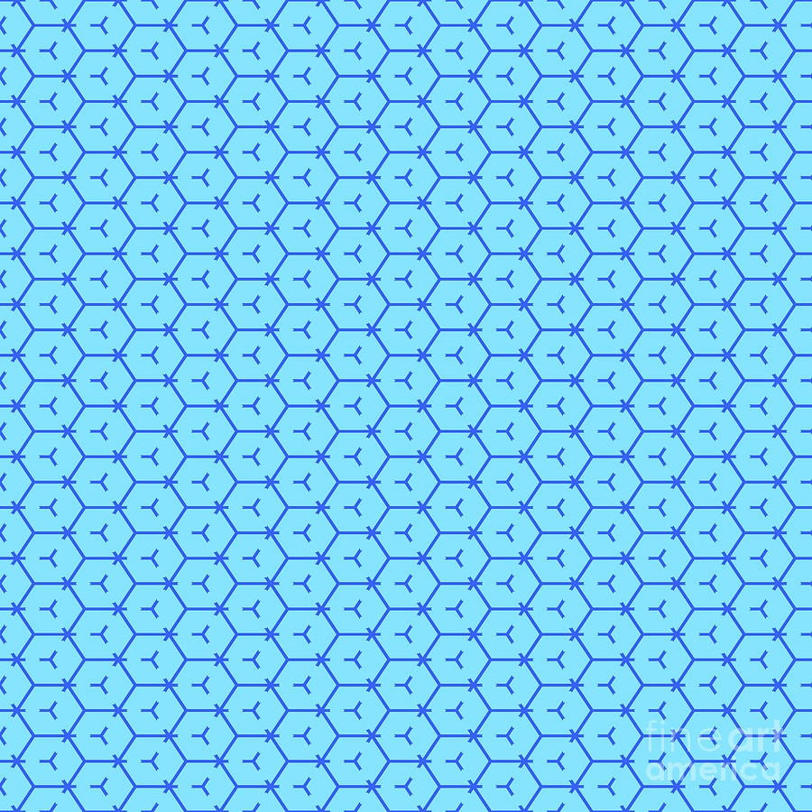 Hexagon With Tribar Motif Pattern In Day Sky And Azul Blue N.1506 Painting