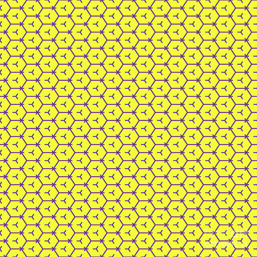 Hexagon With Tribar Motif Pattern In Sunny Yellow And Iris Purple N.1594 Painting