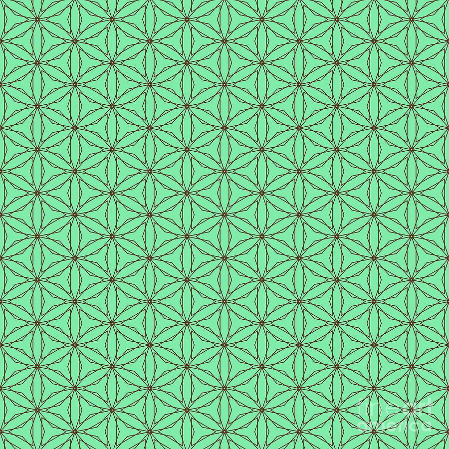 Hexagonal Isometric Array Pattern In Mint Green And Chocolate Brown N.1392 Painting