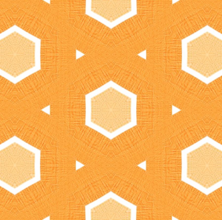 Hexagons Peach and Orange Pattern Mixed Media by Bonnie Bruno