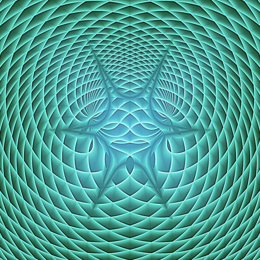 Hexagram Star and Swirls Green Abstract Digital Art by Matthias Hauser