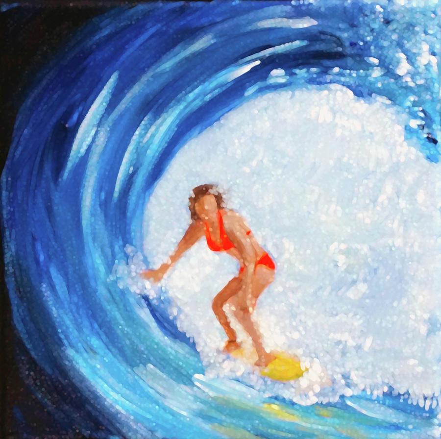 Hey Betty Surfer Girl Painting by Katy Hawk