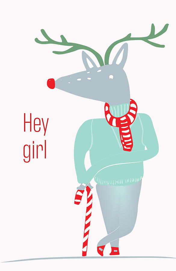 Christmas Digital Art - Hey Girl Holiday Greeting Card by Ink Well