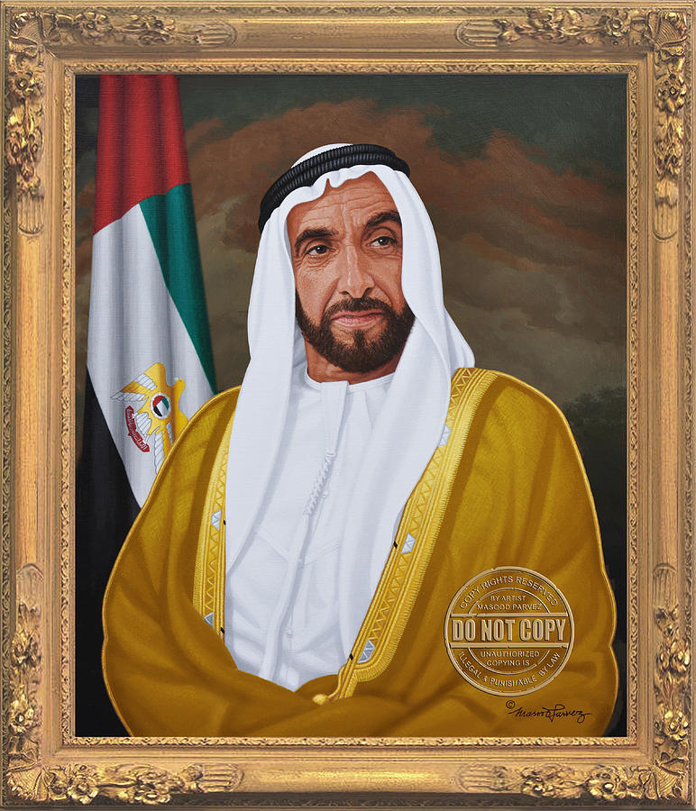 HH SHEIKHZAYED Bin Sultan Al Nahyan Painting by Masood Parvez - Fine ...