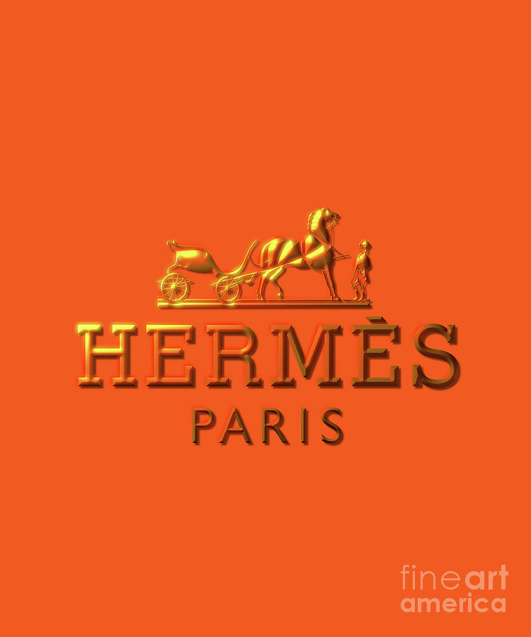 HHermes Orange Horse and Carriage Logo Art with Yellow Lettering ...