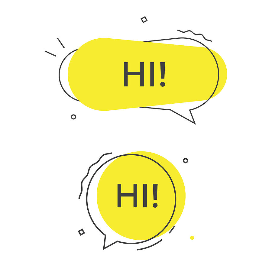 Hi Speech Bubble Vector Icon. Drawing by Designer29