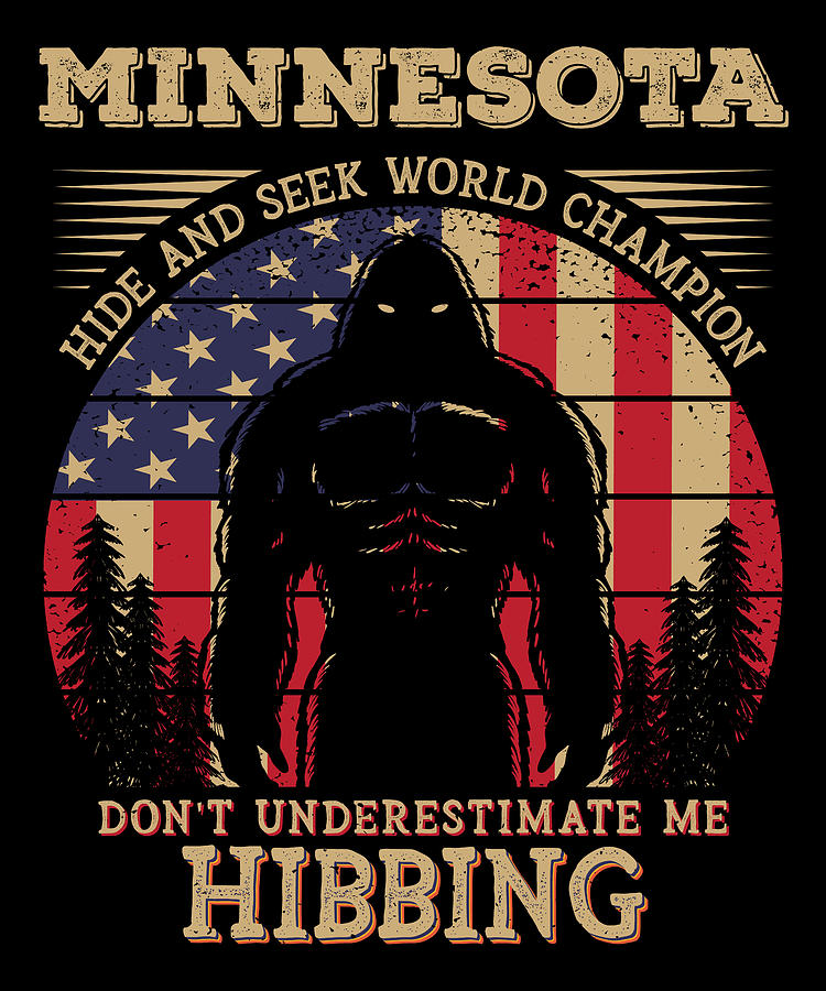 Hibbing Minnesota Bigfoot 4th of July Patriotic USA Flag Sasquatch