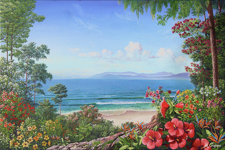 Hibiscus and Birds of Paradise Painting by Michael Goguen