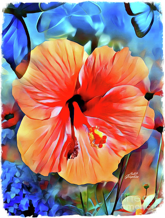 Hibiscus and Butterflies Digital Art by CAC Graphics