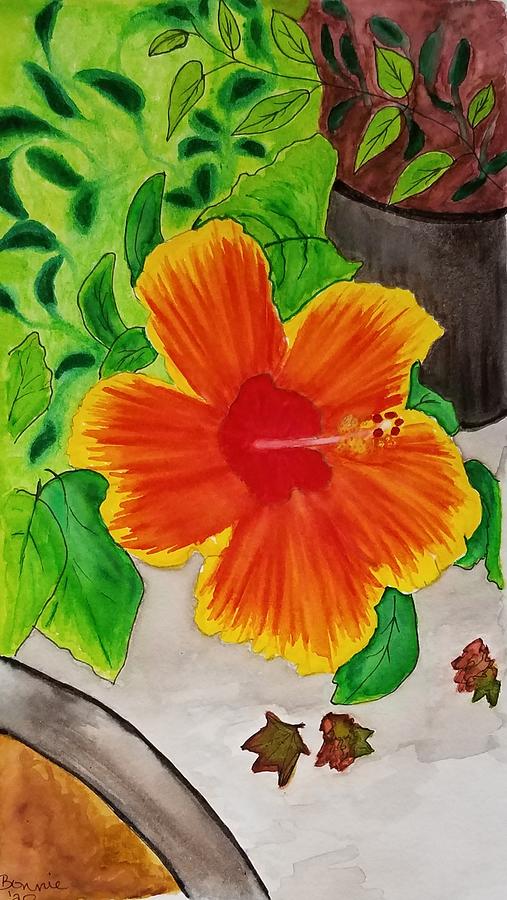 Flower Mixed Media - Hibiscus by Bonnie McKeegan Flower Mixed Media - Hibiscus by Bonnie McKeegan