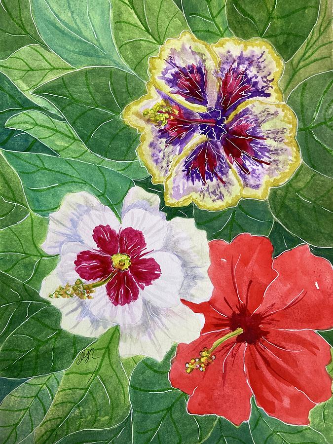 Hibiscus Flowers  Painting by Ellen Levinson