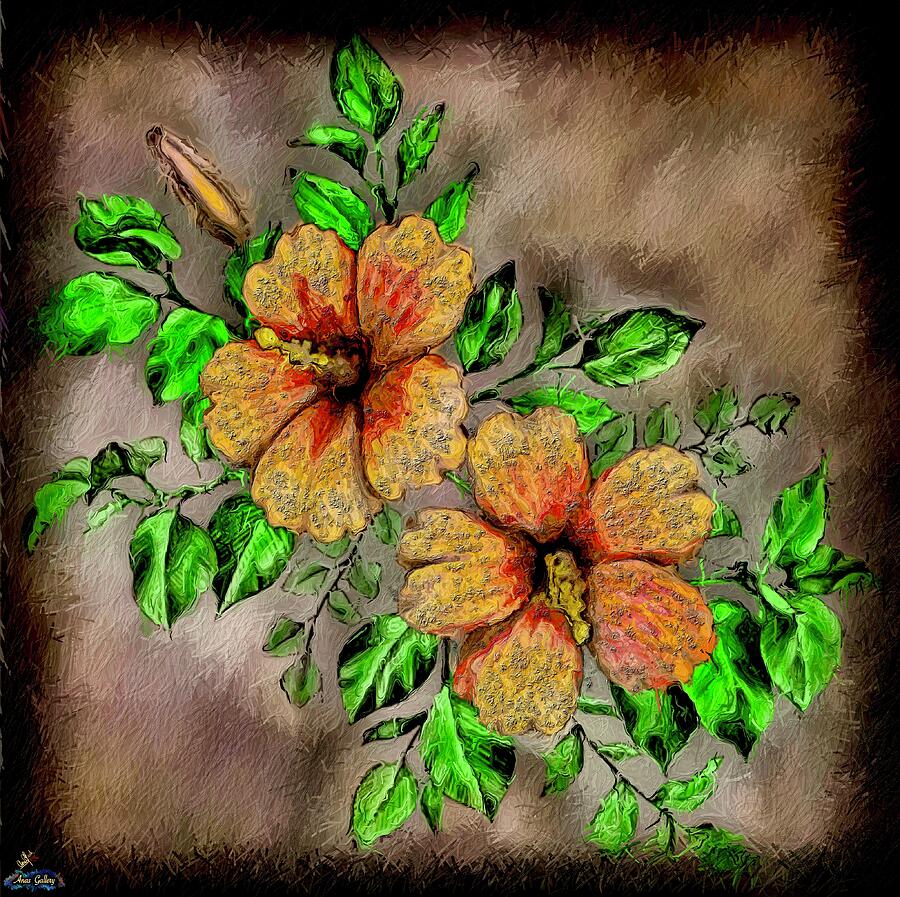 Hibiscus flowers in Autumn  Mixed Media by Anas Afash