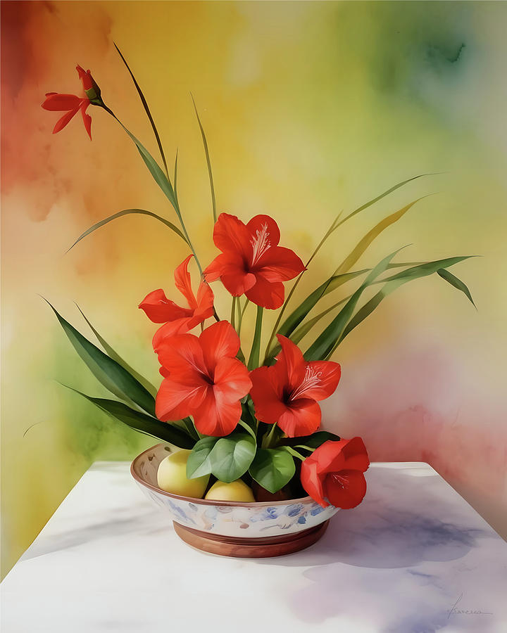 Hibiscus Ikebana 2 Digital Art by Frances Miller