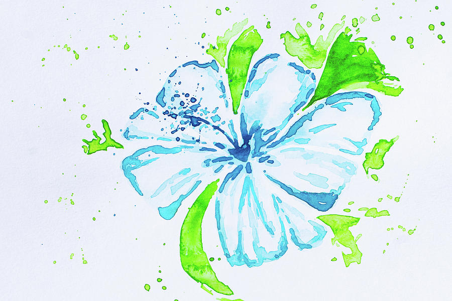 Hibiscus in Blue Painting by Bonny Puckett