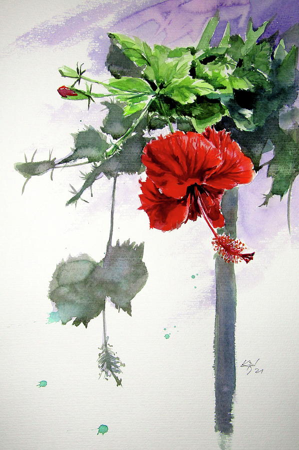 Hibiscus Painting by Kovacs Anna Brigitta