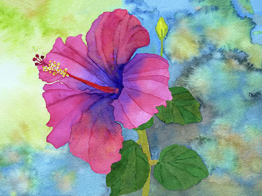 Hibiscus On A Rainy Day Painting by Deborah League