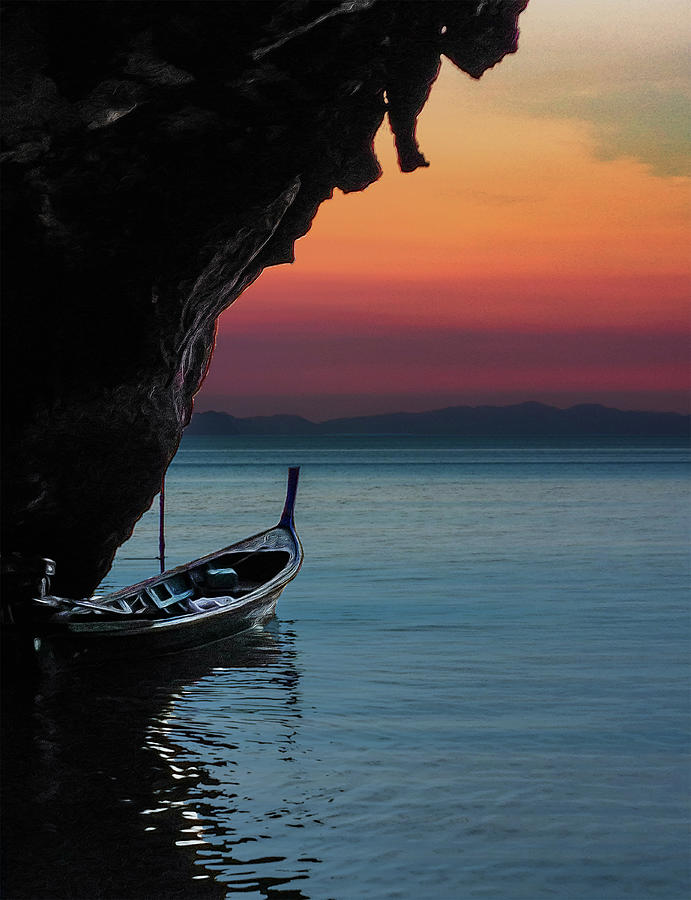 Hidden Boat_James Bond Island, Thailand Digital Art by Christine Ley