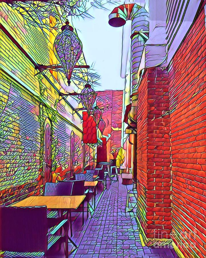 Hidden Cafe Mixed Media by Follow Themoonart Hidden Cafe Mixed Media by Follow Themoonart