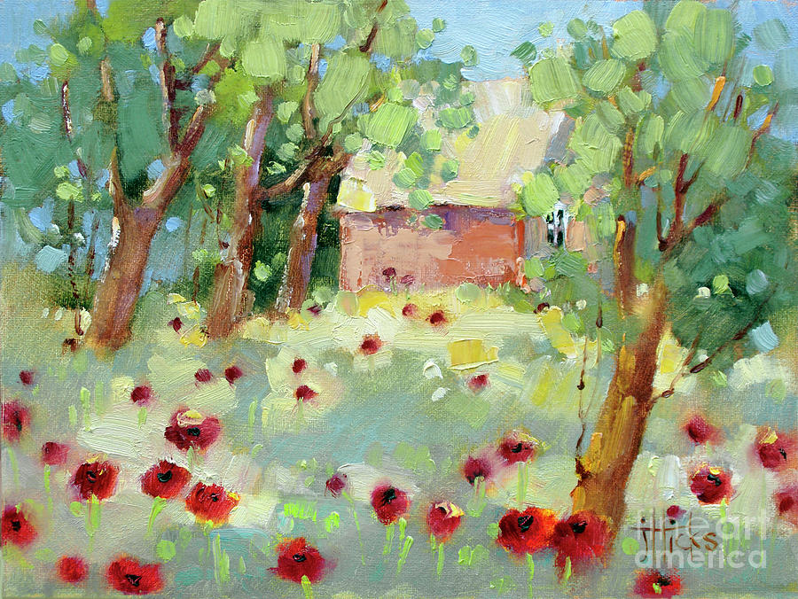 Hidden Cottage Poppies Painting by Joyce Hicks