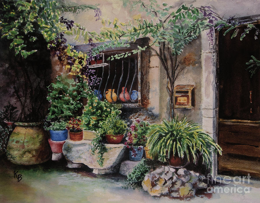 Hidden Courtyard Painting by Karen Fleschler