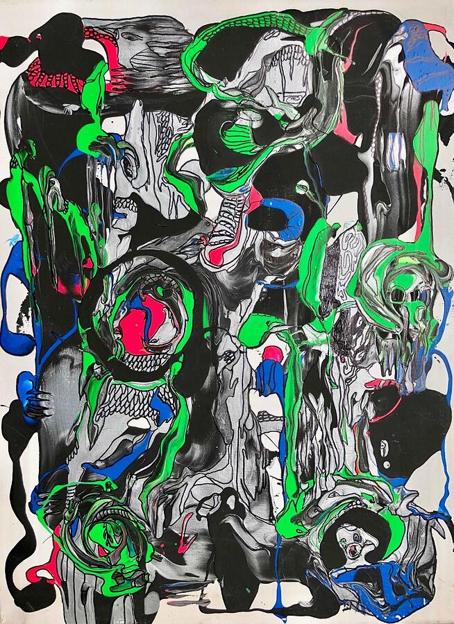 Hidden Creatures - A Mixed Media Nightmare Painting by Evjenia Psarris Hidden Creatures - A Mixed Media Nightmare Painting by Evjenia Psarris