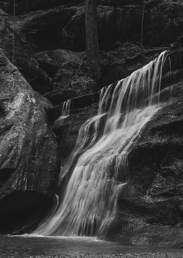 Hidden Falls Ohio Black And White Photograph by Dan Sproul