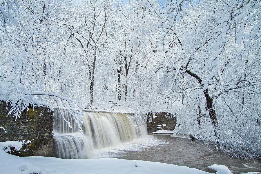 Hidden Falls Under Winters Blanket Photograph
