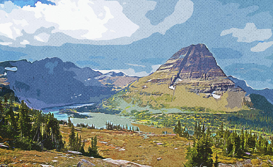 Leonardo Da Vinci Painting - Hidden Lake and Mount Reynolds at Logan Pass in Glacier National Park Montana United States Vintage  by Celestial Images