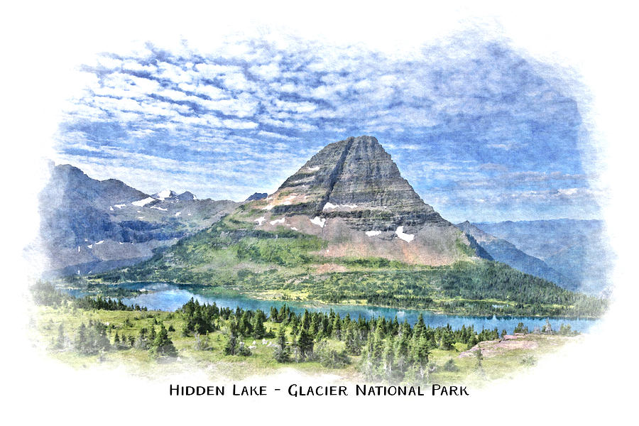 Hidden Lake Digital Art - Hidden Lake Glacier Park Rendering by Flo Karp Hidden Lake Digital Art - Hidden Lake Glacier Park Rendering by Flo Karp