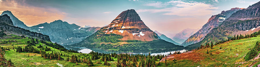 Hidden Lake Mountain Landscape Panorama - Glacier Montana Photograph by Gregory Ballos