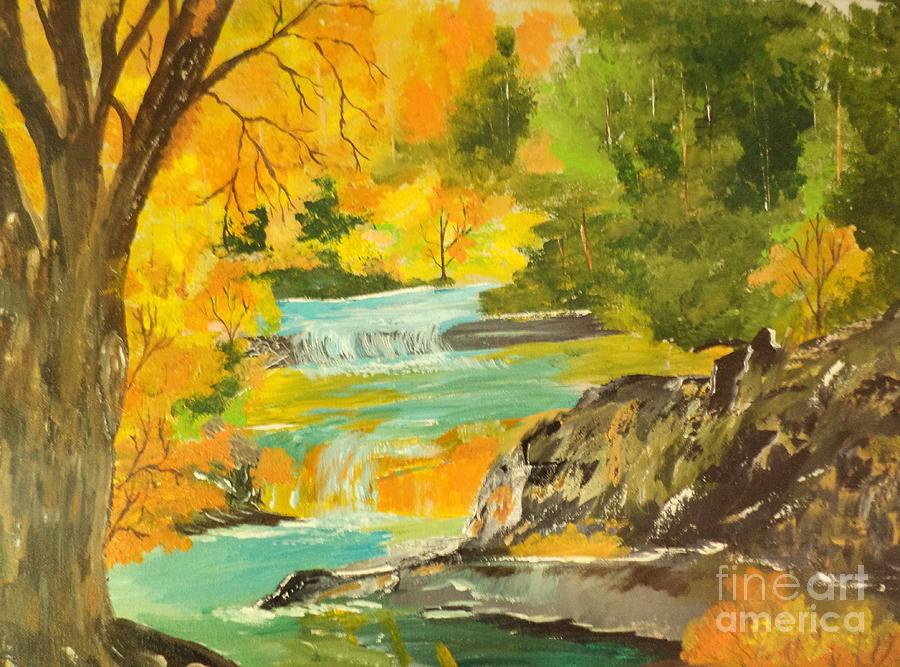 Hidden Majestic Falls Painting # 306 Painting by Donald Northup