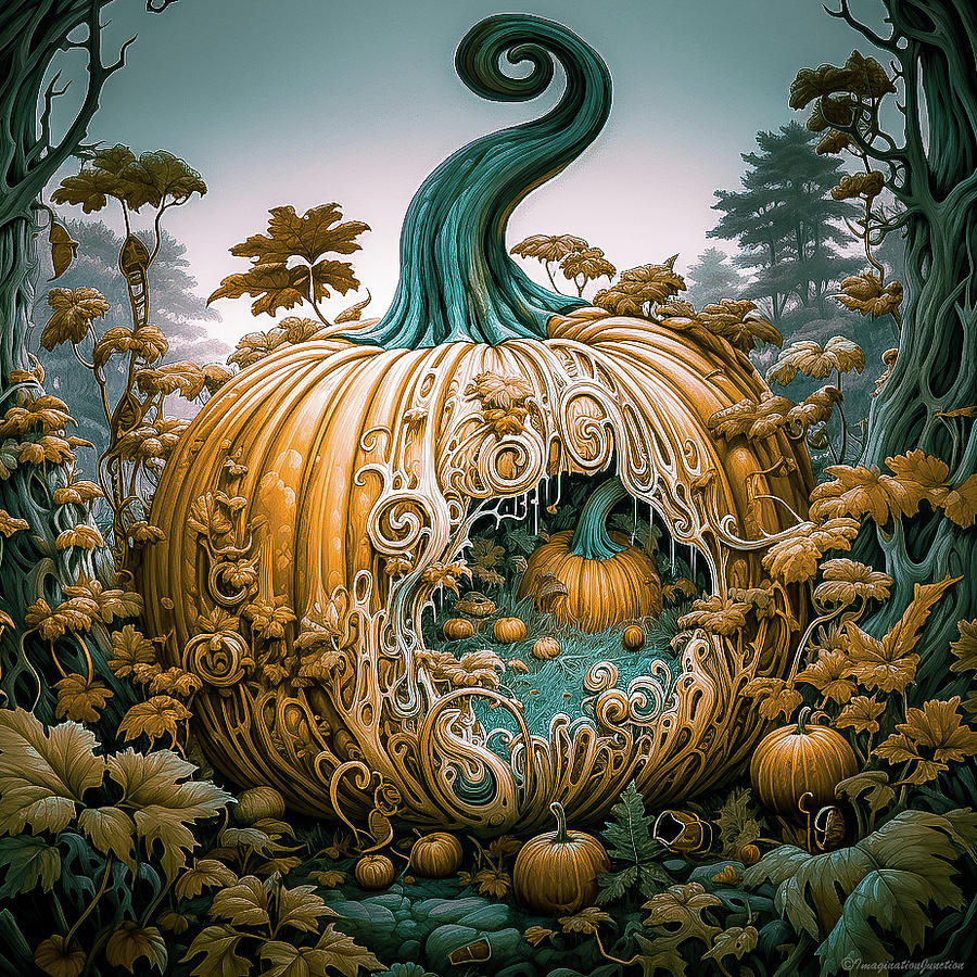 Hidden Pumpkins Digital Art by Debra Forand