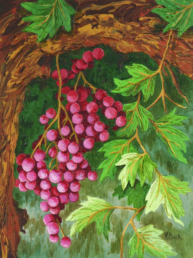Grape Painting - Hidden Treasure by Katherine Young-Beck