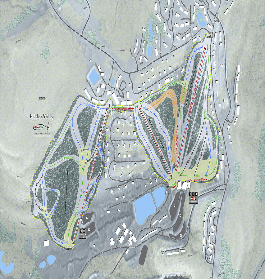 Hidden Valley Ski Resort Map Digital Art By Powder Addicts   Hidden Valley Ski Resort Map Powder Addicts 