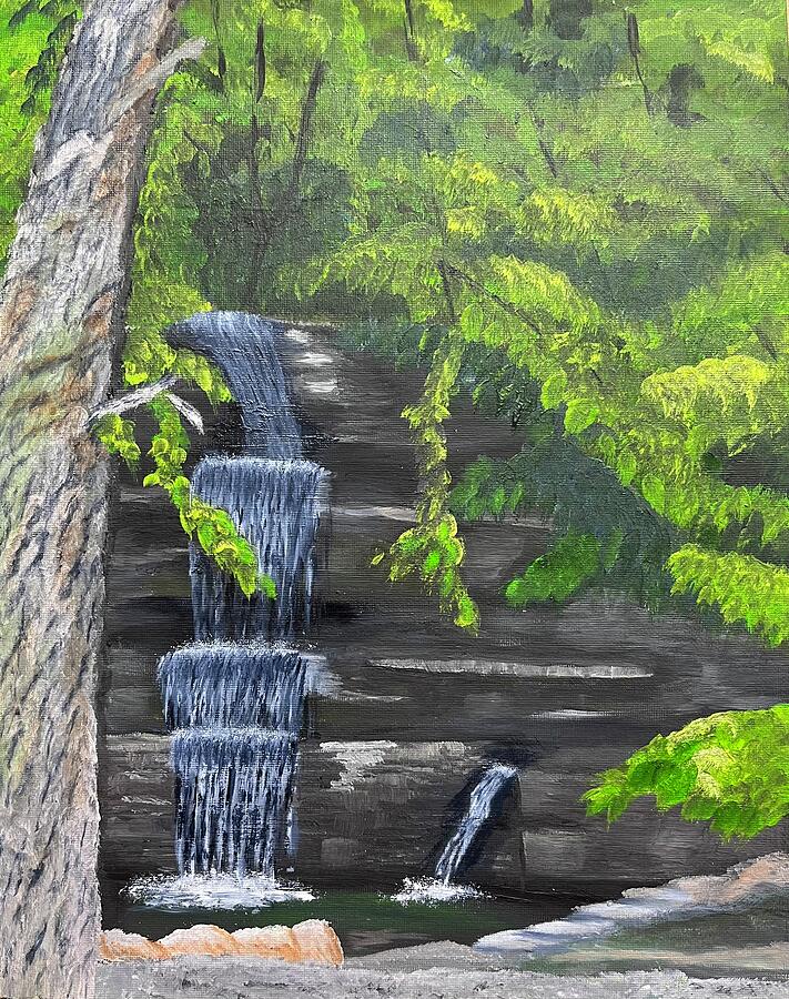 Hidden Waterfall Painting by Aimee Carlson