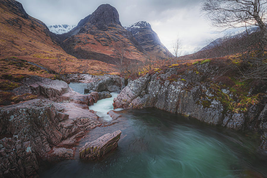 Glencoe fall - popular waterfall at Glencoe, Scottish highlands