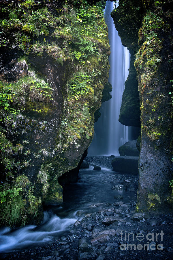 Hidden waterfall in Iceland Photograph by Delphimages Photo Creations