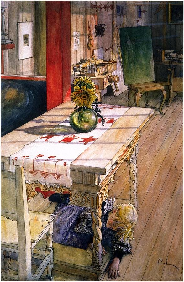 Larsson Painting - Hide and Seek by Carl Larsson