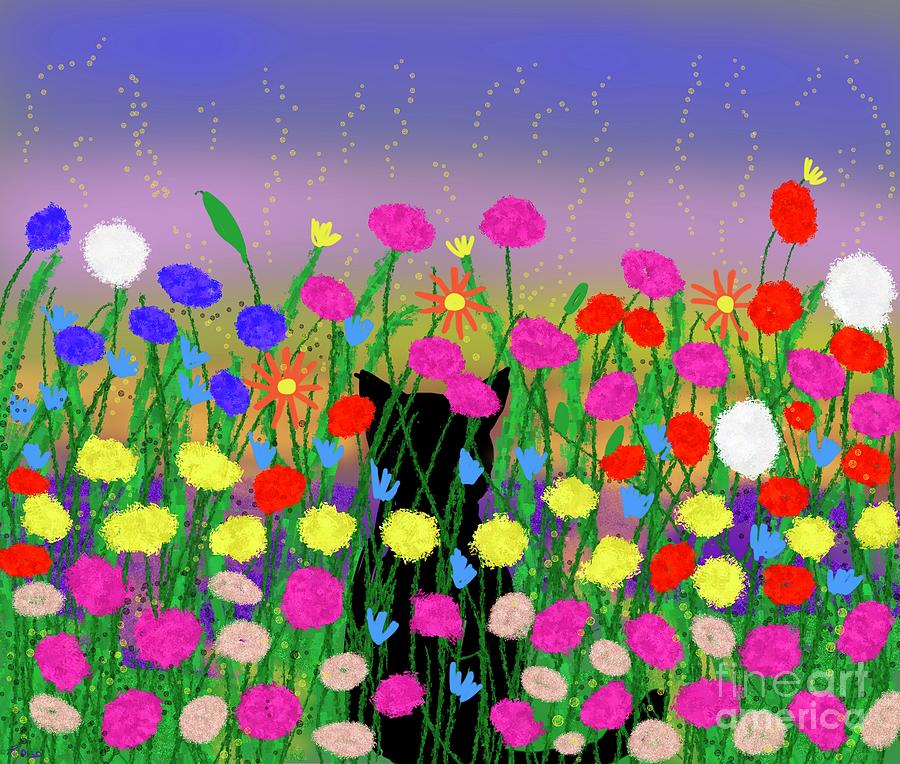 Hiding amongst the flowers  Digital Art by Elaine Hayward