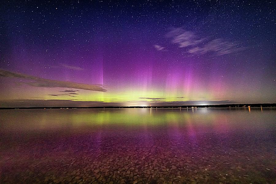 Higgins Lake Northern Lights Photograph by Ron Wiltse - Fine Art America