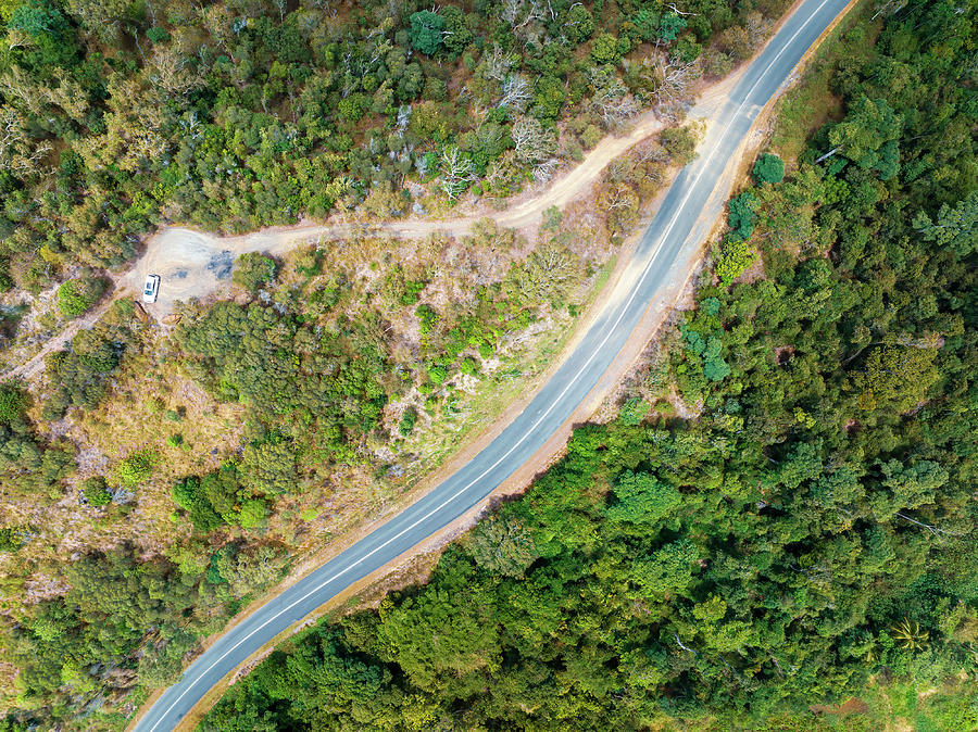 High Aerial Of Car Parked Amongst Bushland Photograph by Michele ...