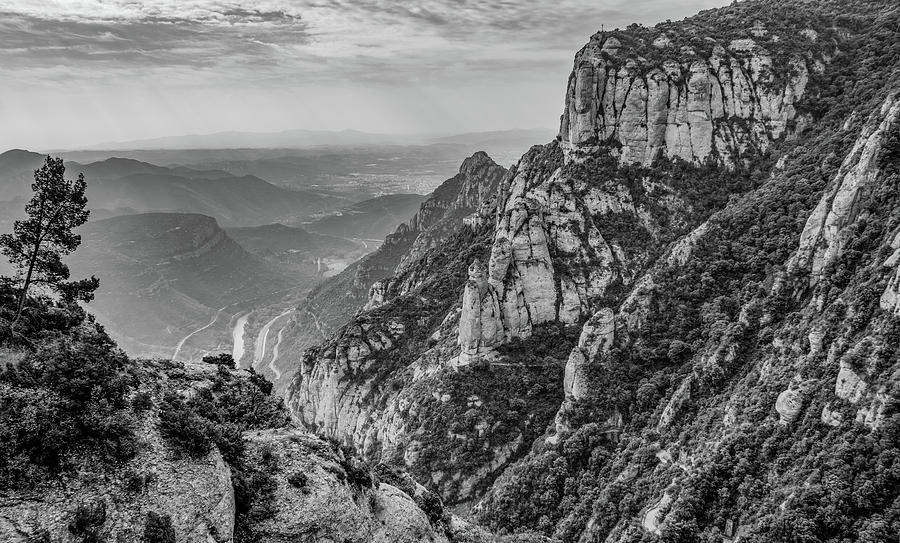 High and Rugged in the Montserrat Mountains, Black and White Photograph by Marcy Wielfaert