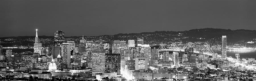 High angle view of a city at dusk, San Francisco, California, USA Photograph by Panoramic Images
