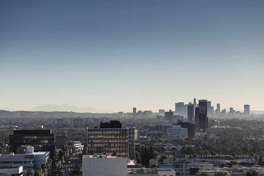 High angle view of cityscape against clear sky, Beverly Hills, California, USA Photograph by Patrick Strattner