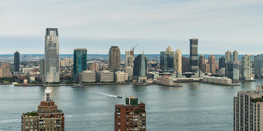 High Angle View of Hudson River and Jersey City, New Jersey Photograph by Michael Lee